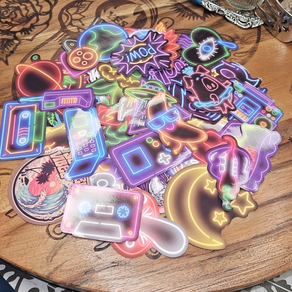 #122 - Neon Aesthetic Sticker Pack - Retro Gaming & Pop Culture Collection - Picture 1 of 5